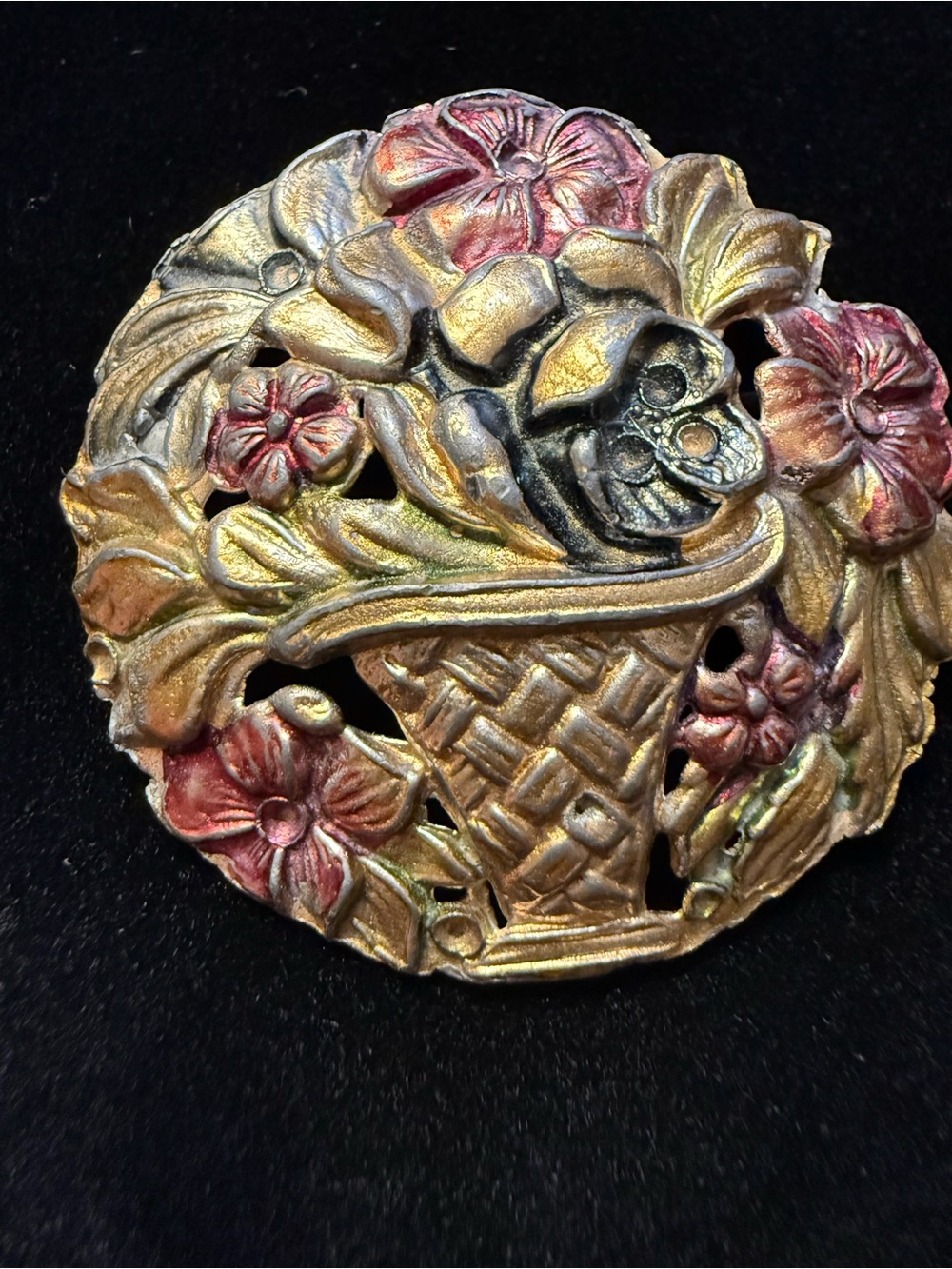Vintage Signed CREATIVE Jardiniere flower basket brooche